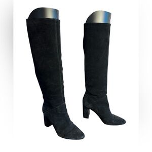 Banana Republic Black Suede Knee High Boots Block Heel Women's Size 7